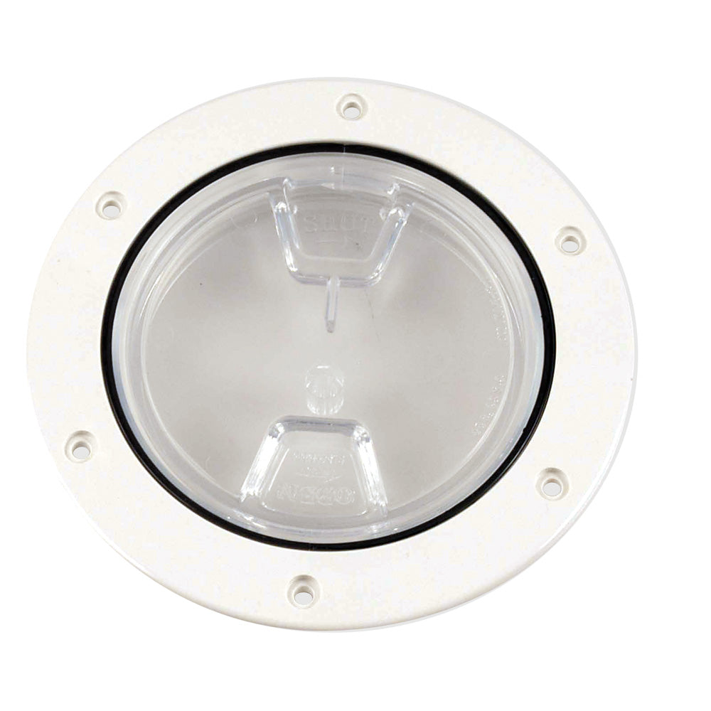Beckson Placa de cubierta central atornillable transparente de 4" - Blanco [DP40-WC]