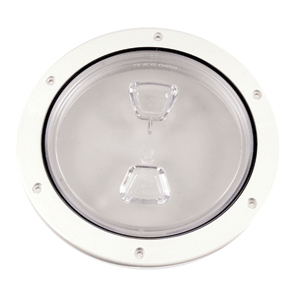 Beckson Marine Beckson 6" Clear Center Screw Out Deck Plate - White - DP60-W-C