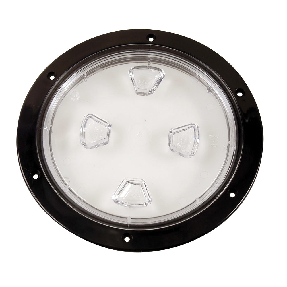 Beckson Placa de cubierta central atornillable transparente de 8" - Negro [DP80-BC]