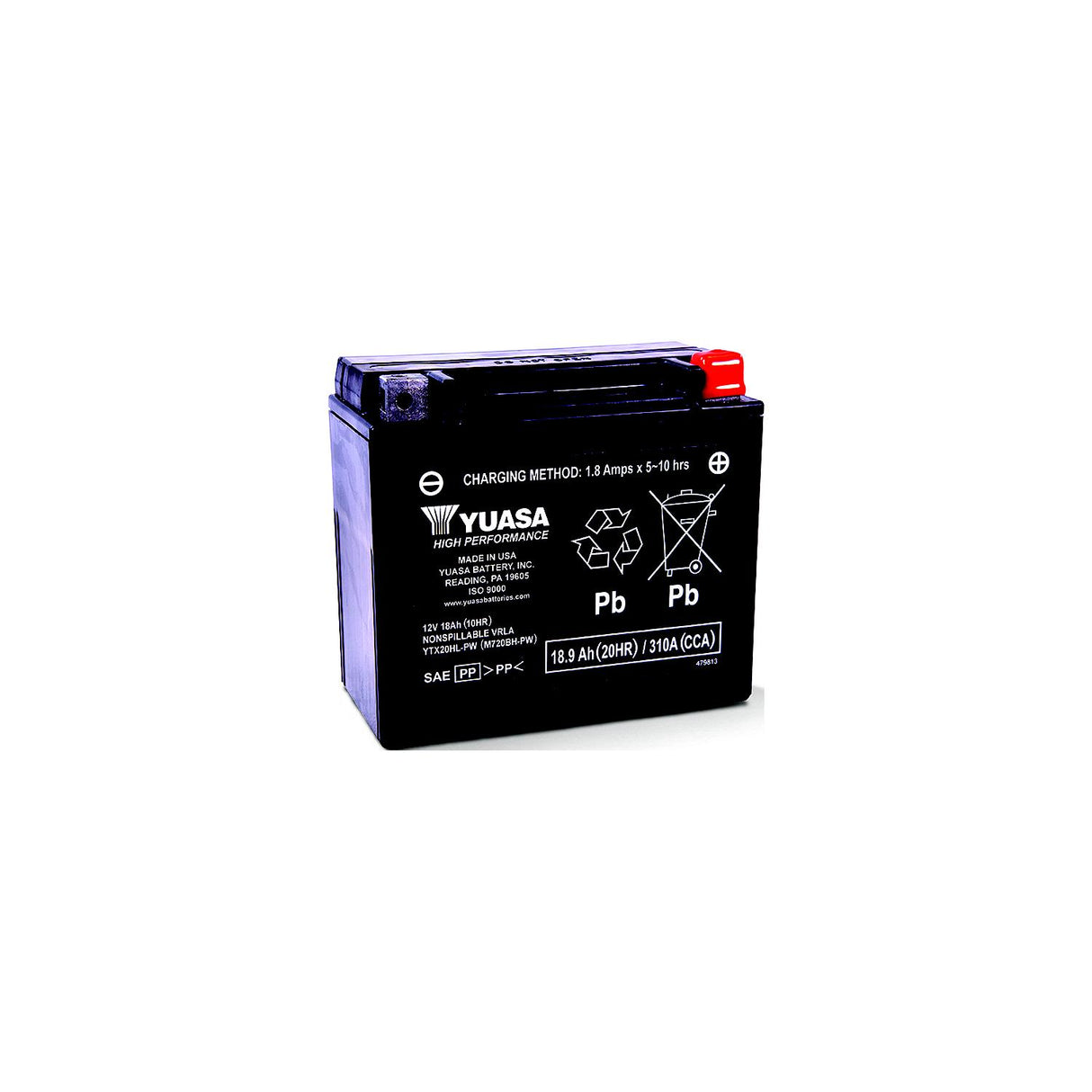 Yuasa Battery Inc. Yuasa High Performance, Factory Activated Maintenance Free Battery - YUAM727ZS - image 1