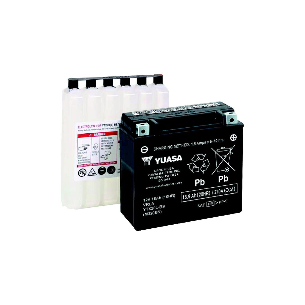Yuasa Battery Inc. Yuasa YUAM320BS Maintenance Free Battery - Fresh Pack - YUAM320BS
