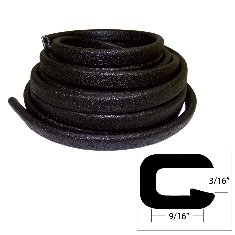 Moldura de vinilo flexible TACO - Apertura de 5/32" x 9/16" de ancho x 25' de largo - Negro [V30-1005B25-1]