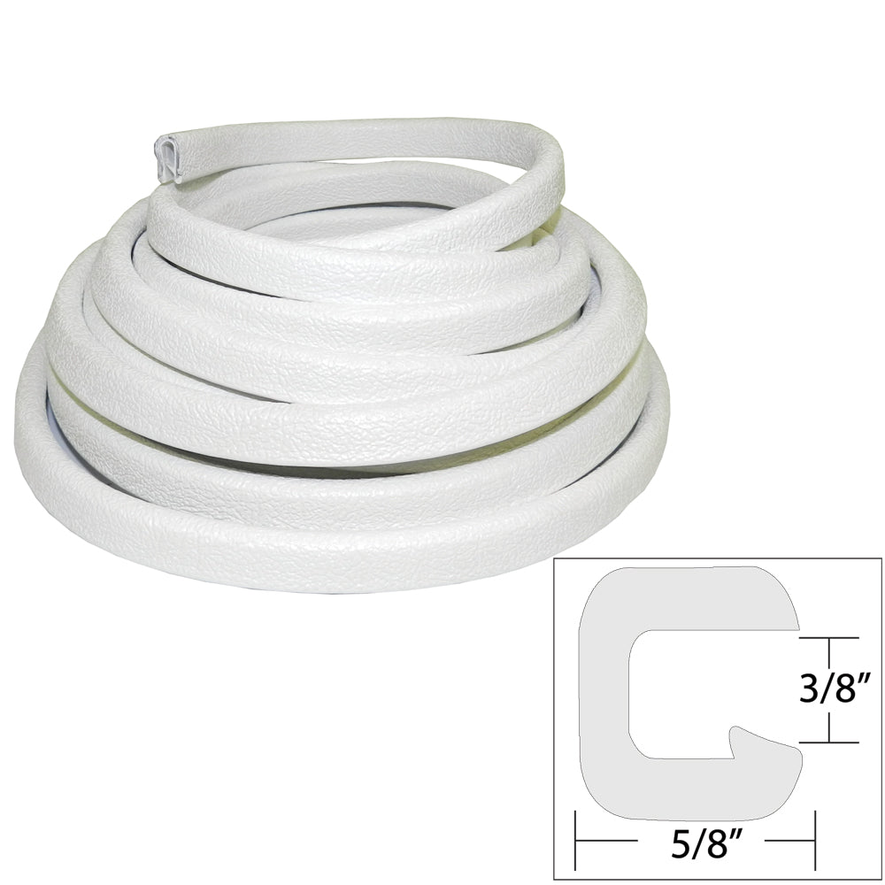 Moldura de vinilo flexible TACO - Apertura de 3/8" x "Ancho x 25'L - Blanco [V30-1312W25-1]