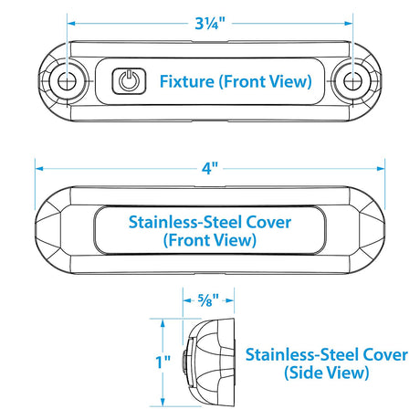 Seachoice LED Surface Mount Area Light with On/Off Switch, 316 Stainless Steel, White Light, 220 Lumens - SC50-03131 - official Seachoice product image 3