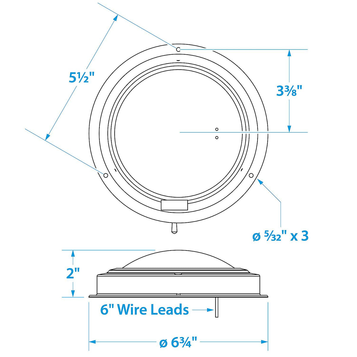 Seachoice LED Surface-Mount Dome Light, Bright White, Stainless Steel Flange, 5 in. Diameter - 3291 - official Seachoice product image 6