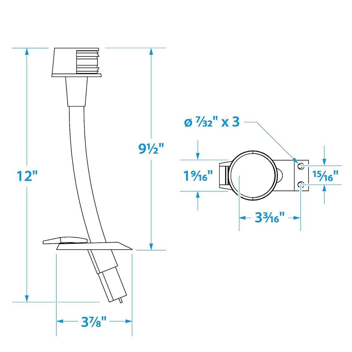 Seachoice Bow Pole Light, Marine Navigation, Chrome Bi-Color, 1 Nautical Mile Visibility - SC50-05091 - official Seachoice product image 4