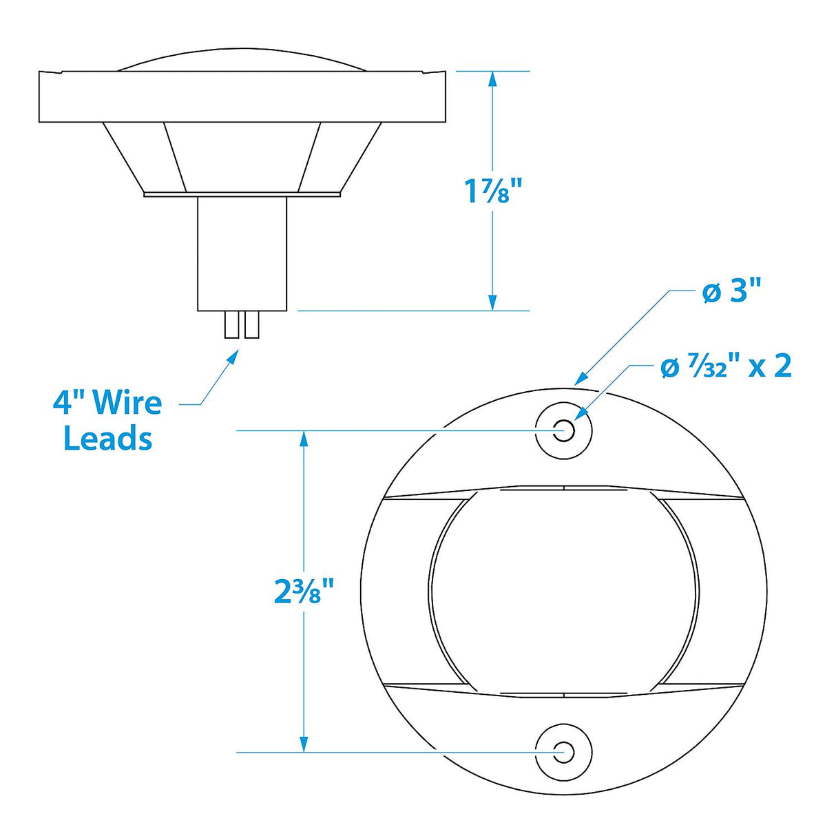 Seachoice Round Navigation Transom Light w/ Stainless Steel Flange, 3 In., Vertical Surface Mount - 5381 - official Seachoice product image 7