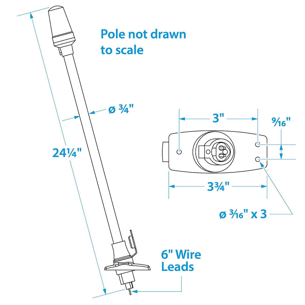 Seachoice LED All-Round White Light for Boating, Stow-A-Way Aluminum Light, 24-1/8 In. - SC50-05631 - official Seachoice product image 3