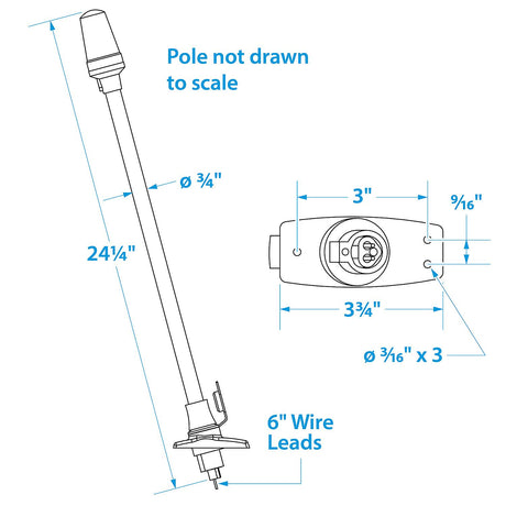 Seachoice LED All-Round White Light for Boating, Stow-A-Way Aluminum Light, 24-1/8 In. - SC50-05631 - official Seachoice product image 3