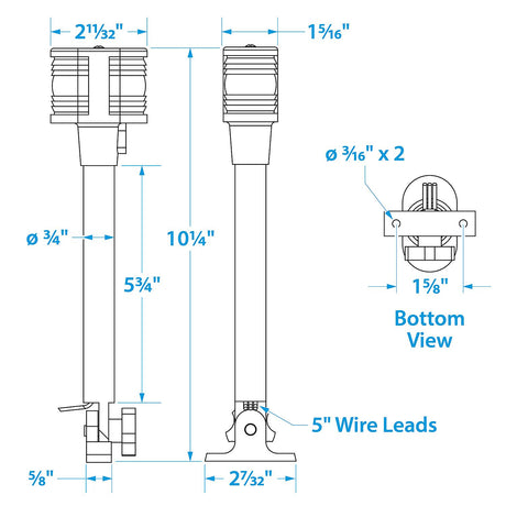 Seachoice Fold-Down Masthead and All-Round White Light, 3-Mile Visibility for Sail or Powerboats Under 66 Feet - SC50-05961 - official Seachoice product image 6