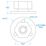 Seachoice Cable Outlet, 3/8 In., Weatherproof, Chrome-Plated Brass - 50-10031 - official Seachoice product image 2