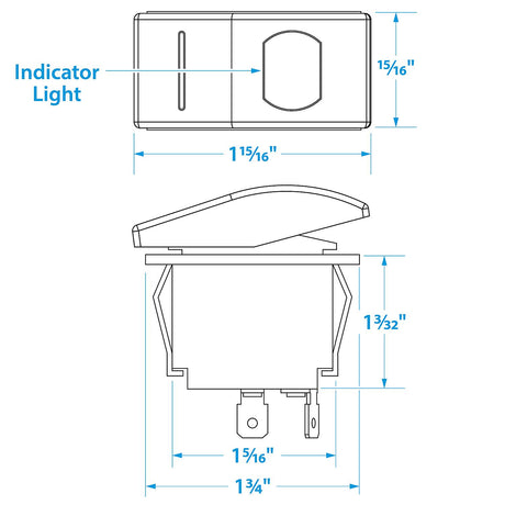Seachoice Illuminated Rocker Switch, SPST, 3 Terminal, On/Off, Black - 50-10961 - official Seachoice product image 5