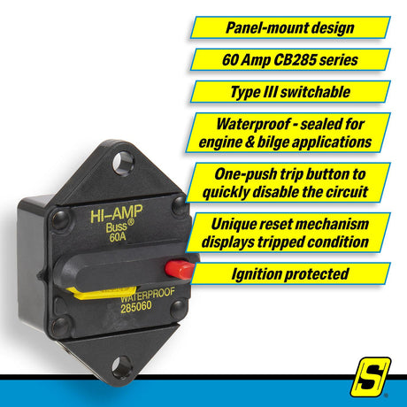 Seachoice 11464 285 Series Panel Mount Circuit Breaker, 60 Amp - SC11464 - official Seachoice product image 7
