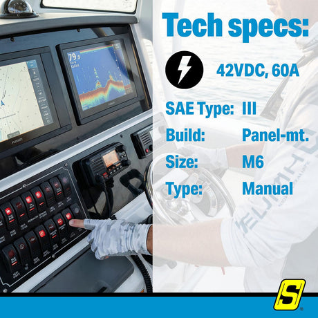 Seachoice 11464 285 Series Panel Mount Circuit Breaker, 60 Amp - SC11464 - official Seachoice product image 3