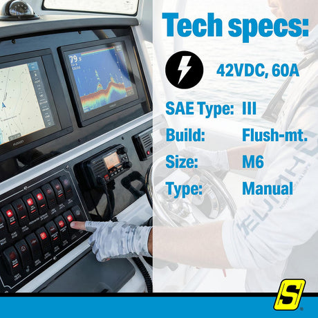 Seachoice 11484 285 Series Surface Mount Circuit Breaker, 60 Amp - SC11484 - official Seachoice product image 5