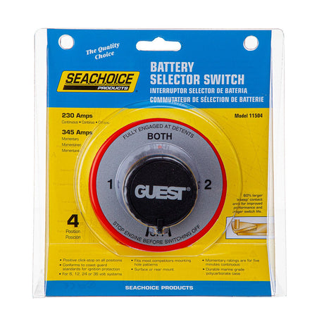 Seachoice 11504 Battery Select Switch, 4 Positions 1/2/Both/Off, 5-1/2 in. Dia. X 2-5/8 in. High - 50-11504 - official Seachoice product image 6