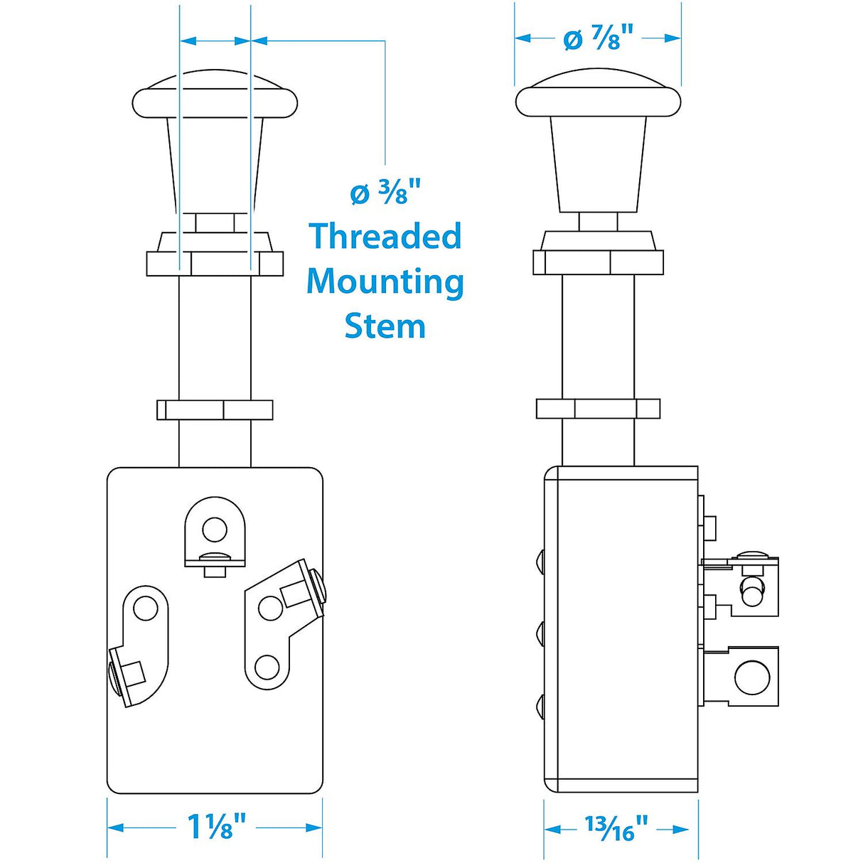 Seachoice Heavy Duty 3-Position Push-Pull Switch - 11911 - official Seachoice product image 5