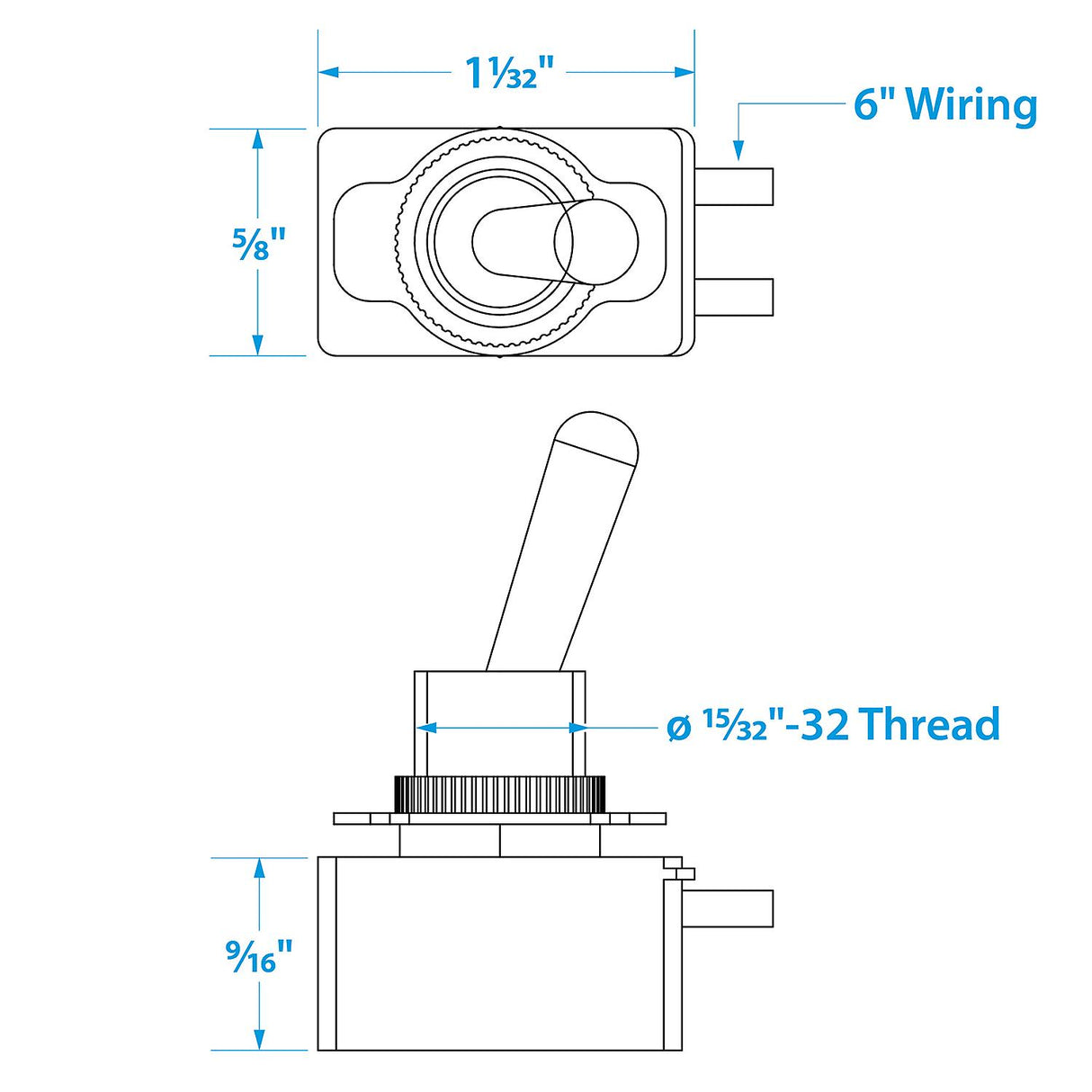 Seachoice 2-Position Heavy Duty Toggle Switch, On/Off, 6 in. Wire Leads - SC50-12071 - official Seachoice product image 6