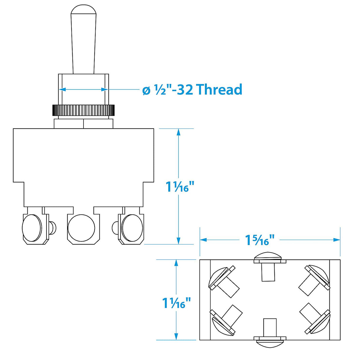 Seachoice 3-Position Heavy Duty Toggle Switch, On/Off/On - SC50-12141 - official Seachoice product image 3