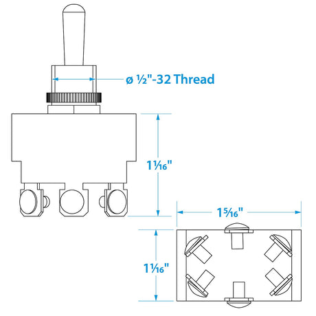 Seachoice 3-Position Heavy Duty Toggle Switch, On/Off/On - SC50-12141 - official Seachoice product image 3
