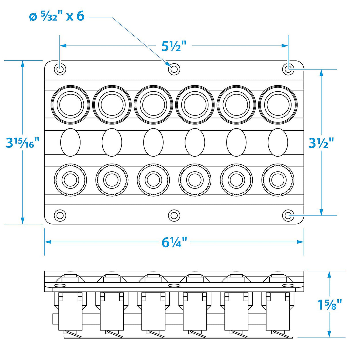 Seachoice 12331 LED 12V 6-Switch Distribution Panel, Pre-Wired, Boat Panel Mount - 12331 - official Seachoice product image 3