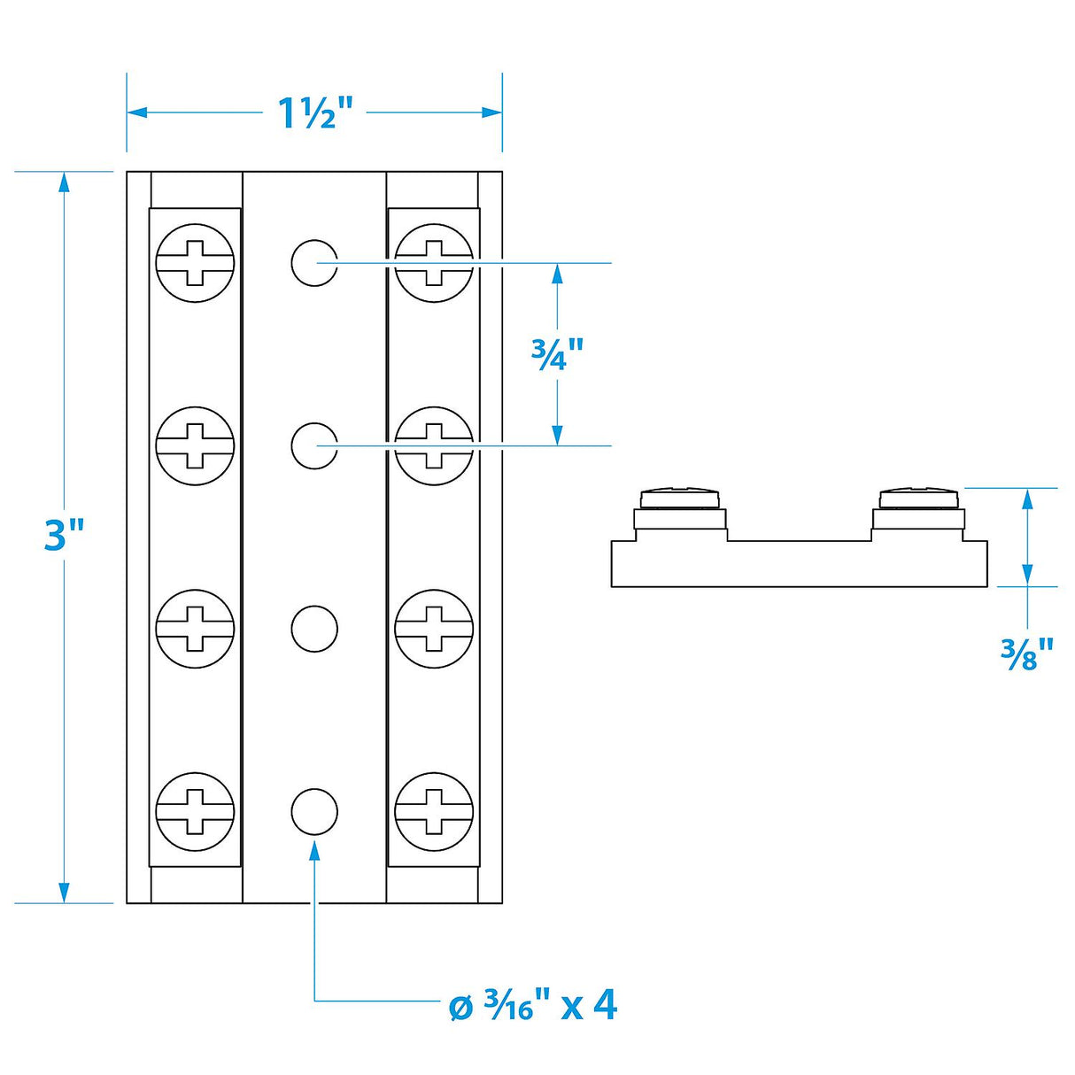 Seachoice Terminal Block, 4-Gang, Plastic Base with Brass Hardware - 13501 - official Seachoice product image 7