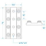 Seachoice Terminal Block, 4-Gang, Plastic Base with Brass Hardware - 13501 - official Seachoice product image 7