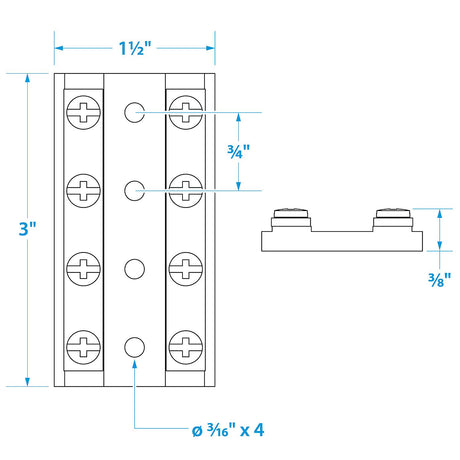 Seachoice Terminal Block, 4-Gang, Plastic Base with Brass Hardware - 13501 - official Seachoice product image 7