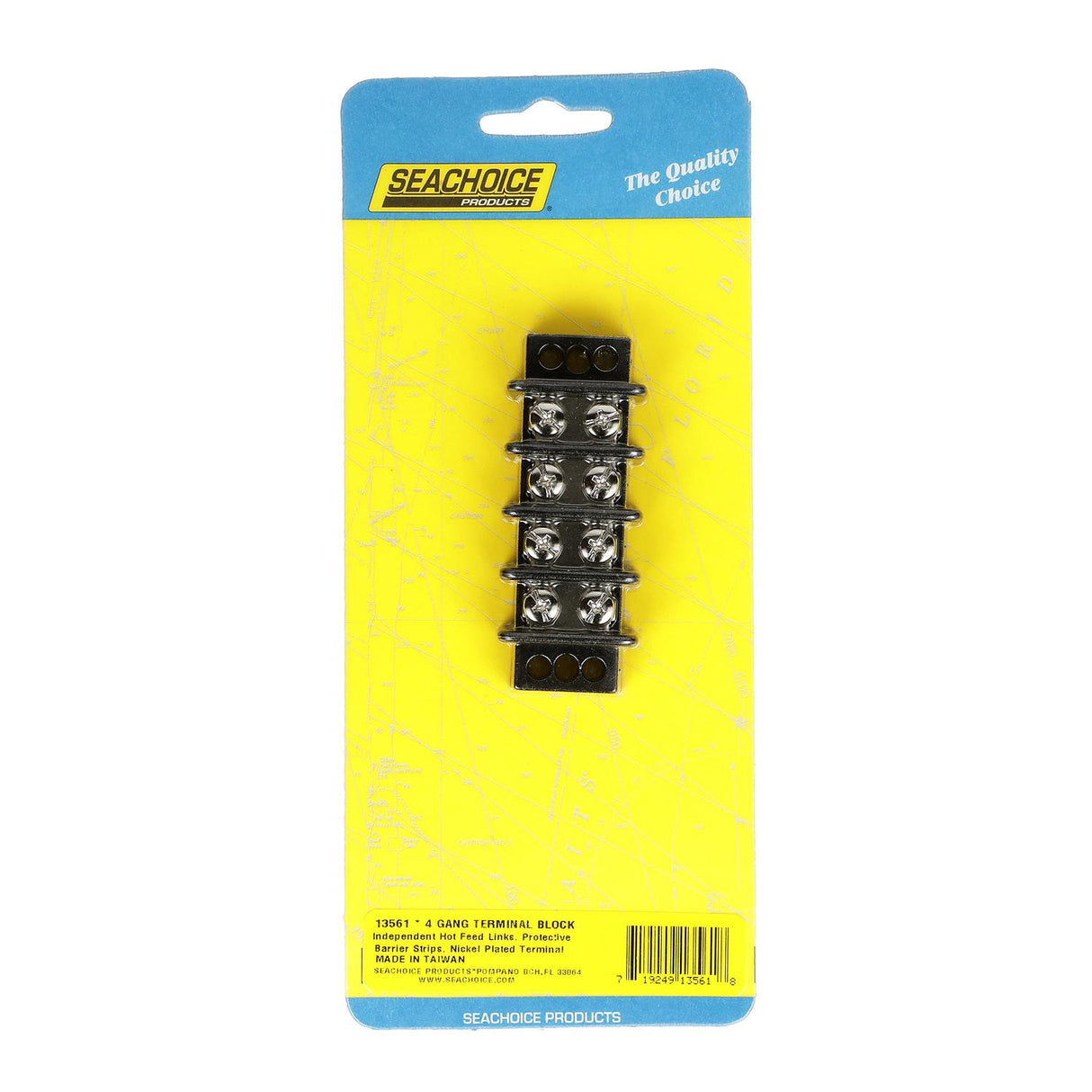 Seachoice 13561 Terminal Block, 4-Gang, Brass Clips and Contacts - SC50-13561