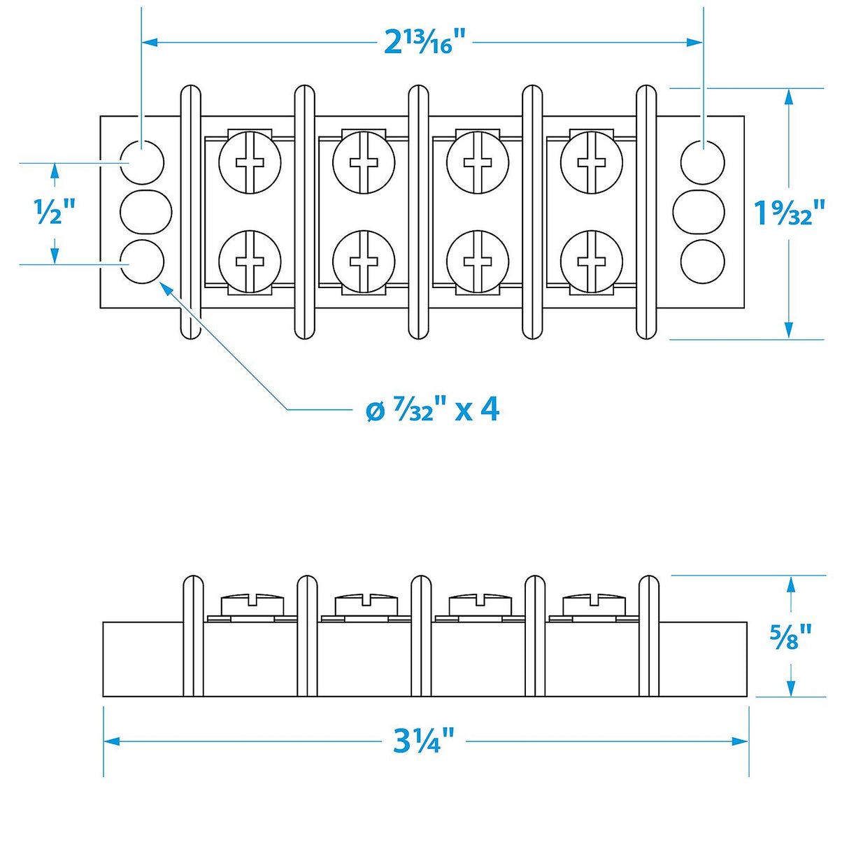 Seachoice 13561 Terminal Block, 4-Gang, Brass Clips and Contacts - SC50-13561 - official Seachoice product image 7