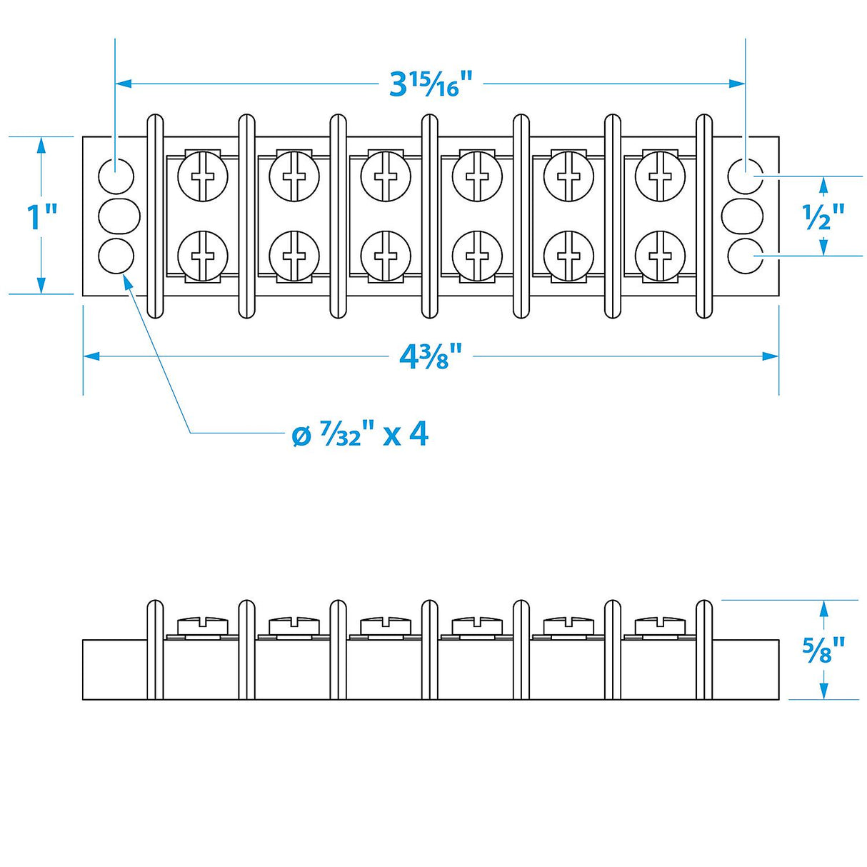 Seachoice 13571 Terminal Block, 6-Gang, Nickel Plated Brass Terminals - SC50-13571 - official Seachoice product image 5