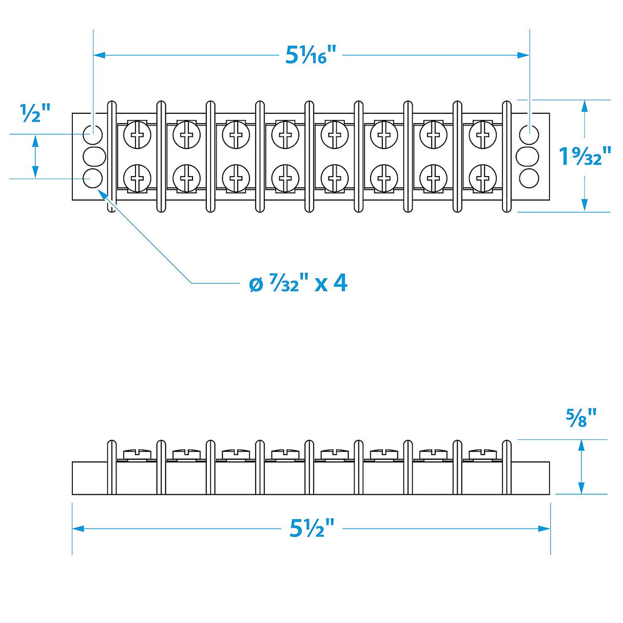 Seachoice 13581 Terminal Block, 8-Gang, Brass Clips and Contacts - SC50-13581 - official Seachoice product image 3