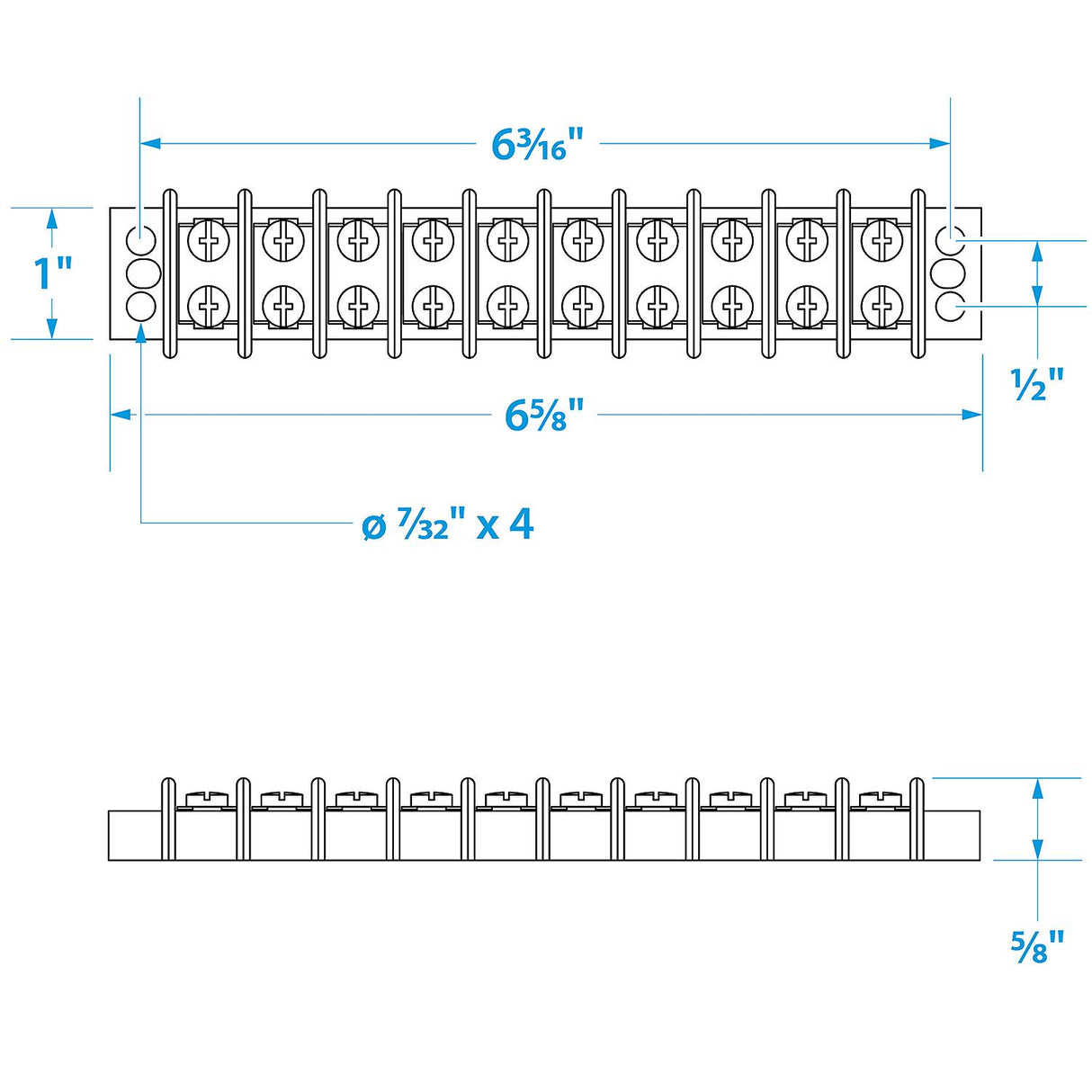 Seachoice 13591 Terminal Block, 10-Gang, Nickel Plated Brass Terminals - SC50-13591 - official Seachoice product image 4