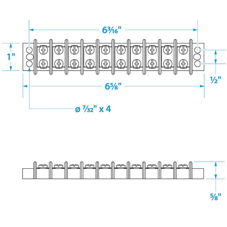 Seachoice 13591 Terminal Block, 10-Gang, Nickel Plated Brass Terminals - SC50-13591 - official Seachoice product image 4