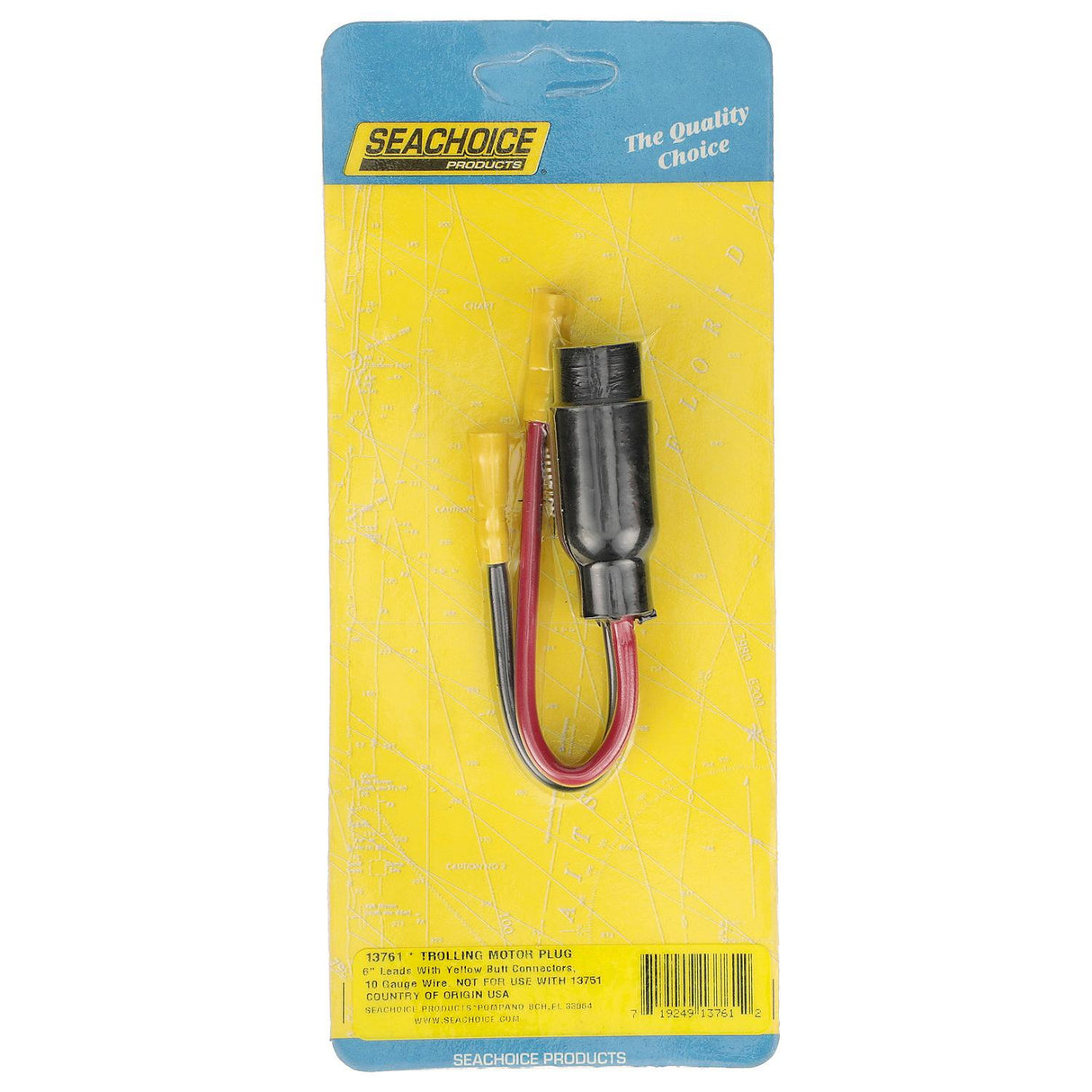 Seachoice Trolling Motor Plug, Straight Female, Motor Side, 6 in. Lead Wires - SC50-13761