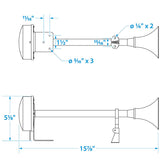 Seachoice 14541 Single Trumpet Horn, Stainless Steel Tube and Mounting Bracket, 106 dB, 16-3/4 Inches Long, 12V - 14541 - official Seachoice product image 5