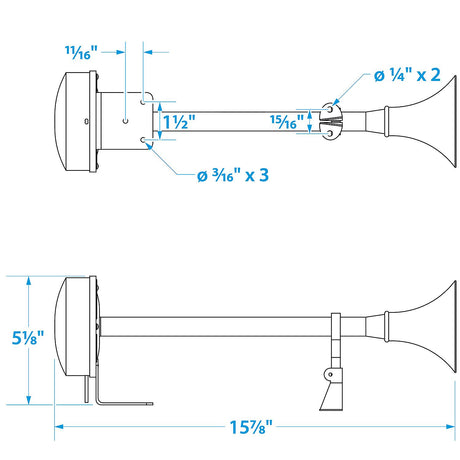 Seachoice 14541 Single Trumpet Horn, Stainless Steel Tube and Mounting Bracket, 106 dB, 16-3/4 Inches Long, 12V - 14541 - official Seachoice product image 5