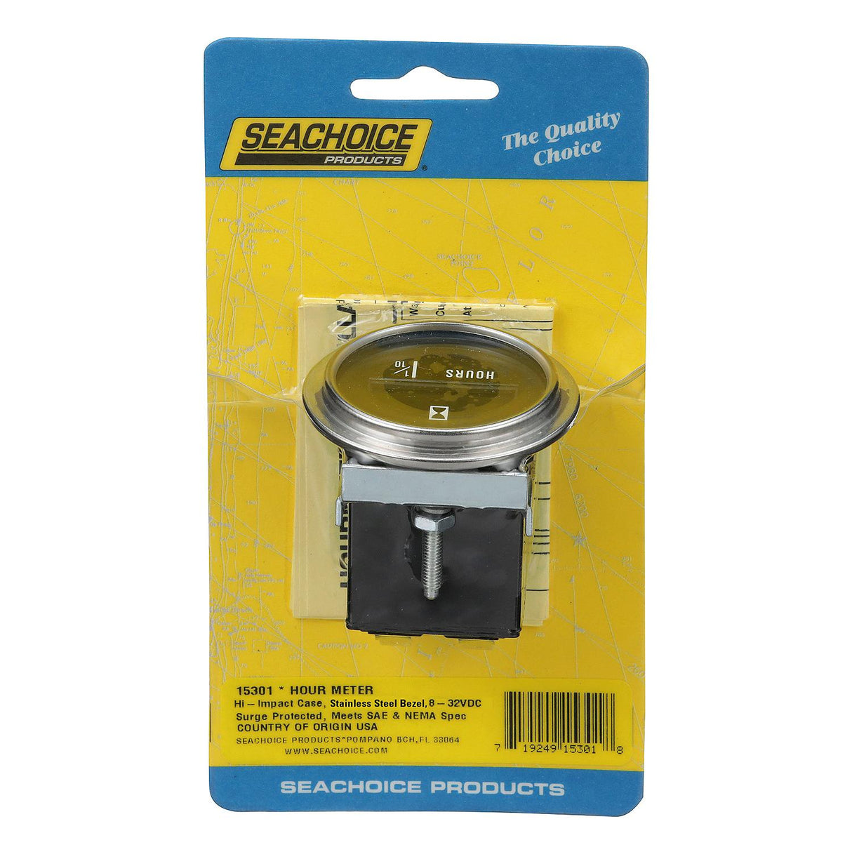 Seachoice 15301 Hourmeter Gauge for Boats, Round, 2 in., Stainless Steel Bezel - SC50-15301 - official Seachoice product image 3