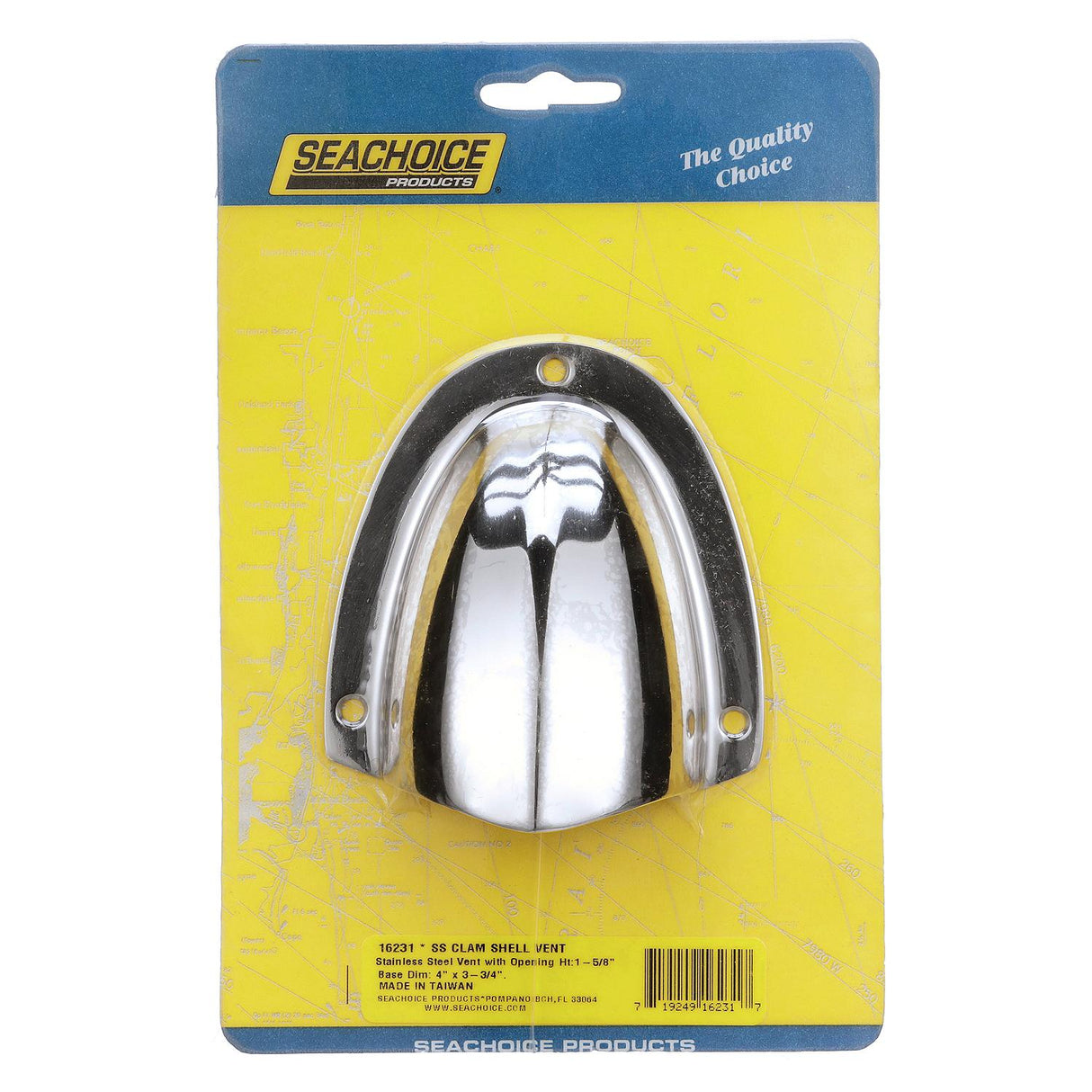 Seachoice Clam Shell Vent, 3-3/4 In. X 3-3/4 In., Stainless Steel - 50-16231