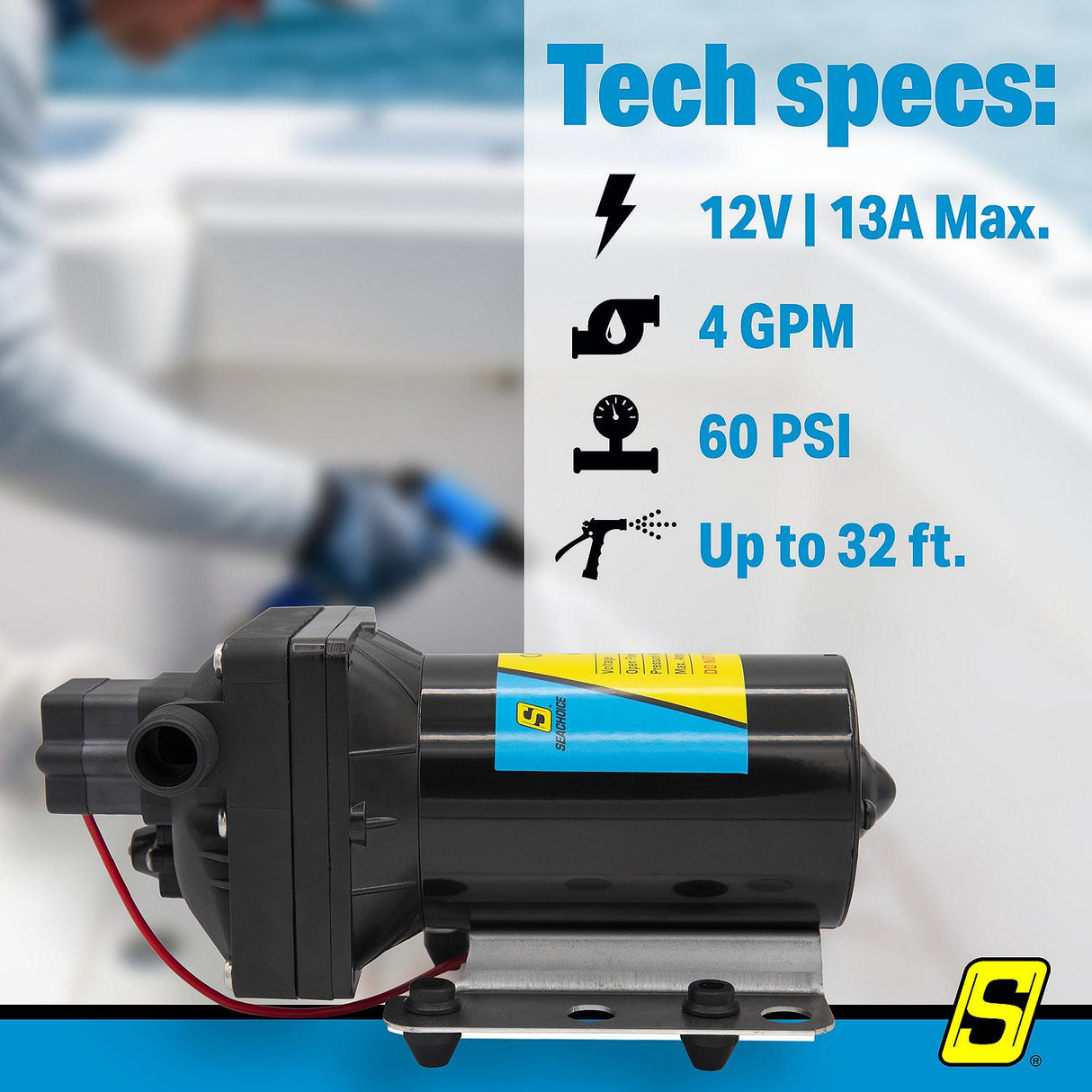 Seachoice 17863 Washdown Pump System, 12V, 4 GPM, 60 PSI - NMWP1-040-055-42B - image 5