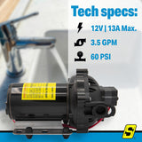 Seachoice 17883 Water-Pressure Pump, 12V, 3.5 GPM, 60 PSI - NMDP1-040-060-52A - image 6