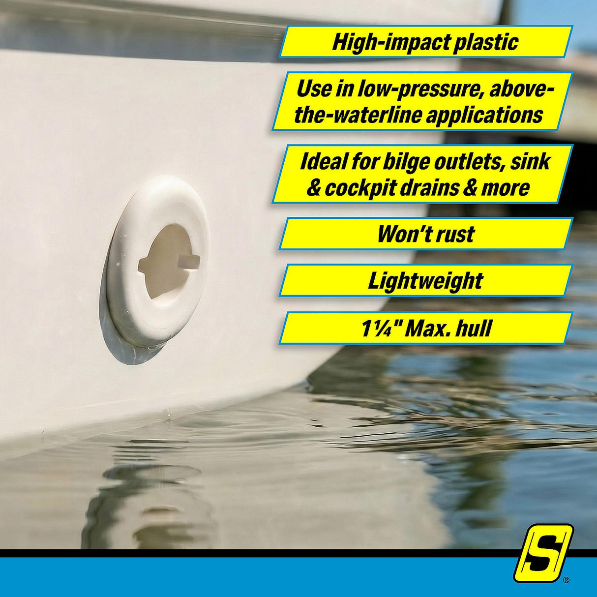 Seachoice 5/8" White Plastic Thru-Hull w/Broad Flange - 50-18031 - official Seachoice product image 3