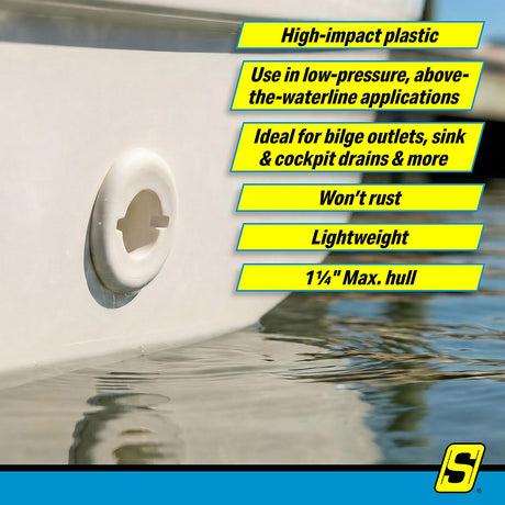 Seachoice 5/8" White Plastic Thru-Hull w/Broad Flange - 50-18031 - official Seachoice product image 3