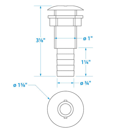 Seachoice Thru-Hull Connector w/ Broad Flange, Fits 3/4 In. ID Hose, 1-1/4 In. Max Hull - 50-18051 - official Seachoice product image 3