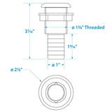 Seachoice Thru-Hull Connector w/ Broad Flange, Fits 1 In. ID Hose, 1-1/4 In. Max Hull - 50-18071 - official Seachoice product image 2