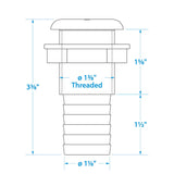Seachoice 18091 Thru-Hull Connector w/ Broad Flange, White Finish, 1.125 In. - 50-18091 - official Seachoice product image 2