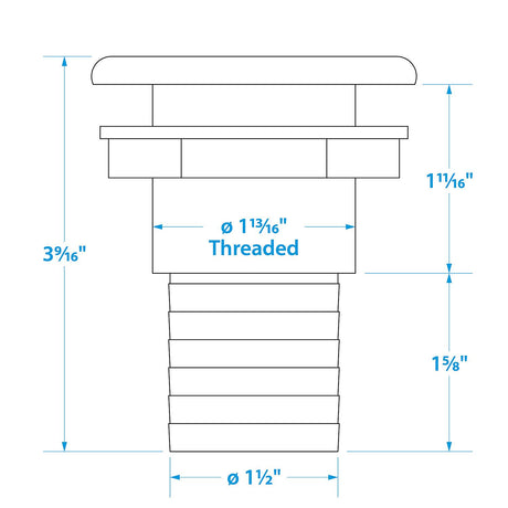 Seachoice Thru-Hull Connector w/ Broad Flange, White Finish, 1.5 In. - 50-18111 - official Seachoice product image 6