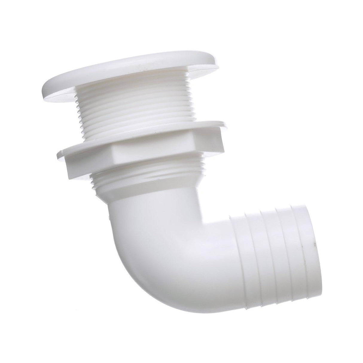 Seachoice 90-Degree Thru-Hull Connector, Fits 1-1/2 in. ID Hose, 1-3/8 in. Max Hull - 50-18121