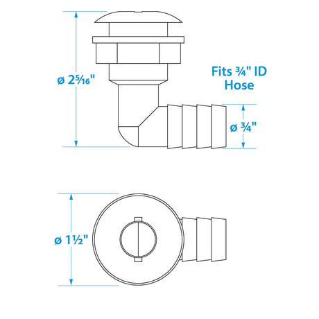 Seachoice 90-Degree Angled Thru-Hull Connector, White Finish, 0.75 in. - 50-18131 - official Seachoice product image 4