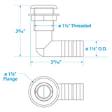 Seachoice 90-Degree Thru-Hull Connector, Fits 1-1/8 In. ID Hose, 1-1/8 In. Max Hull - 50-18141 - official Seachoice product image 5
